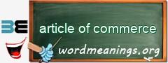 WordMeaning blackboard for article of commerce